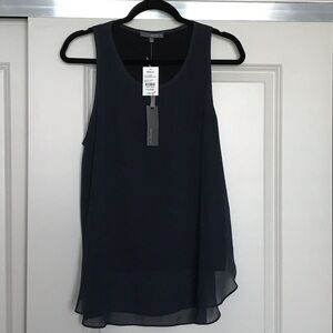 Matty M Navy Blue Chiffon Tank Top